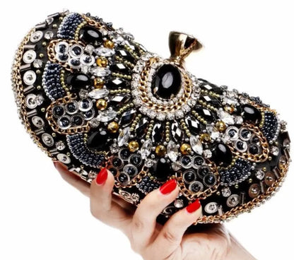 NEW Women Classic Evening Crystal Stone Clutch Bag