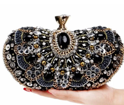 NEW Women Classic Evening Crystal Stone Clutch Bag