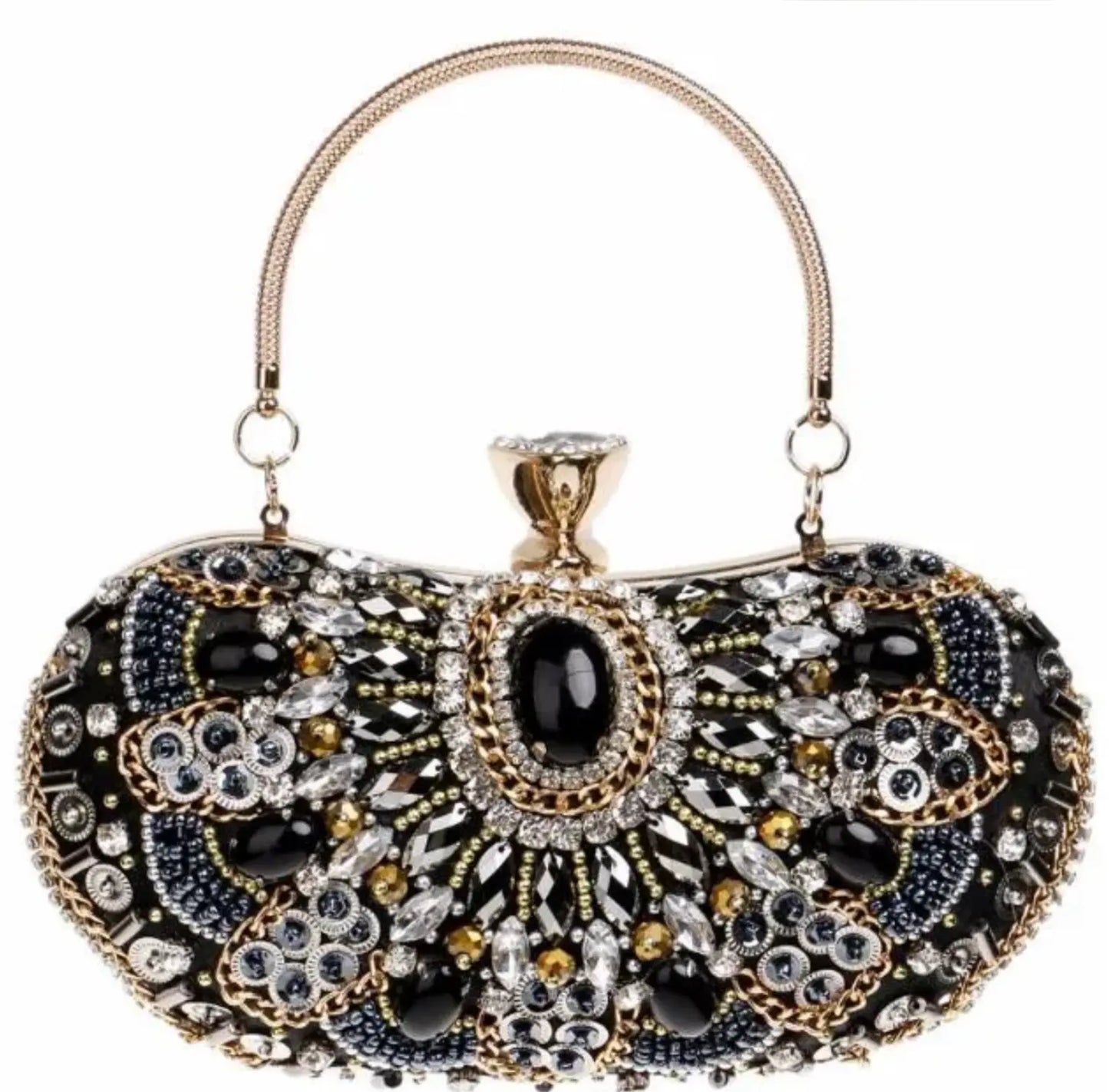 NEW Women Classic Evening Crystal Stone Clutch Bag