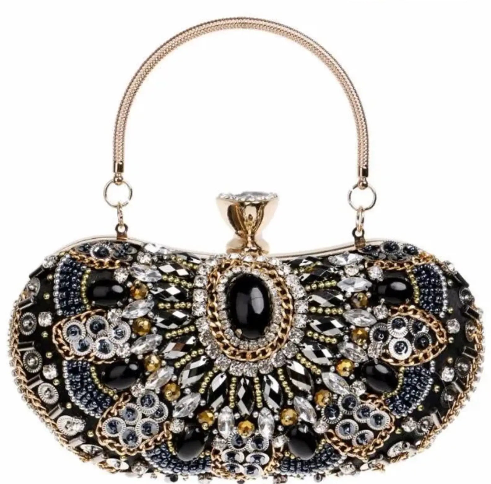 NEW Women Classic Evening Crystal Stone Clutch Bag