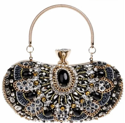 NEW Women Classic Evening Crystal Stone Clutch Bag