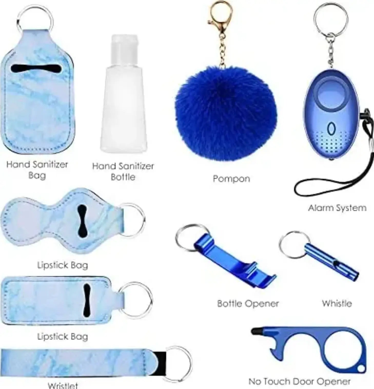 10pcs Set Self Defense Keychain For Emergency and Personal Protection Safety Alarm - Fendiz