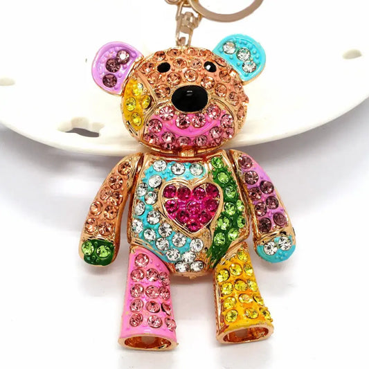 Bling Crystal Keychain Bear Keychain And Purse Charm Pendant Metal Bear