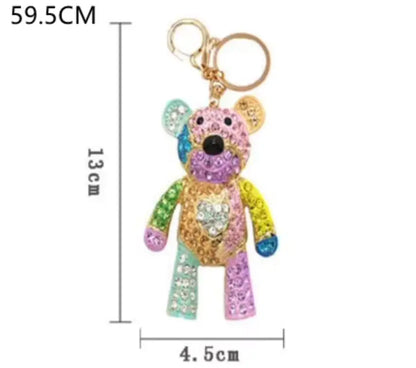 Bling Crystal Keychain Bear Keychain And Purse Charm Pendant Metal Bear