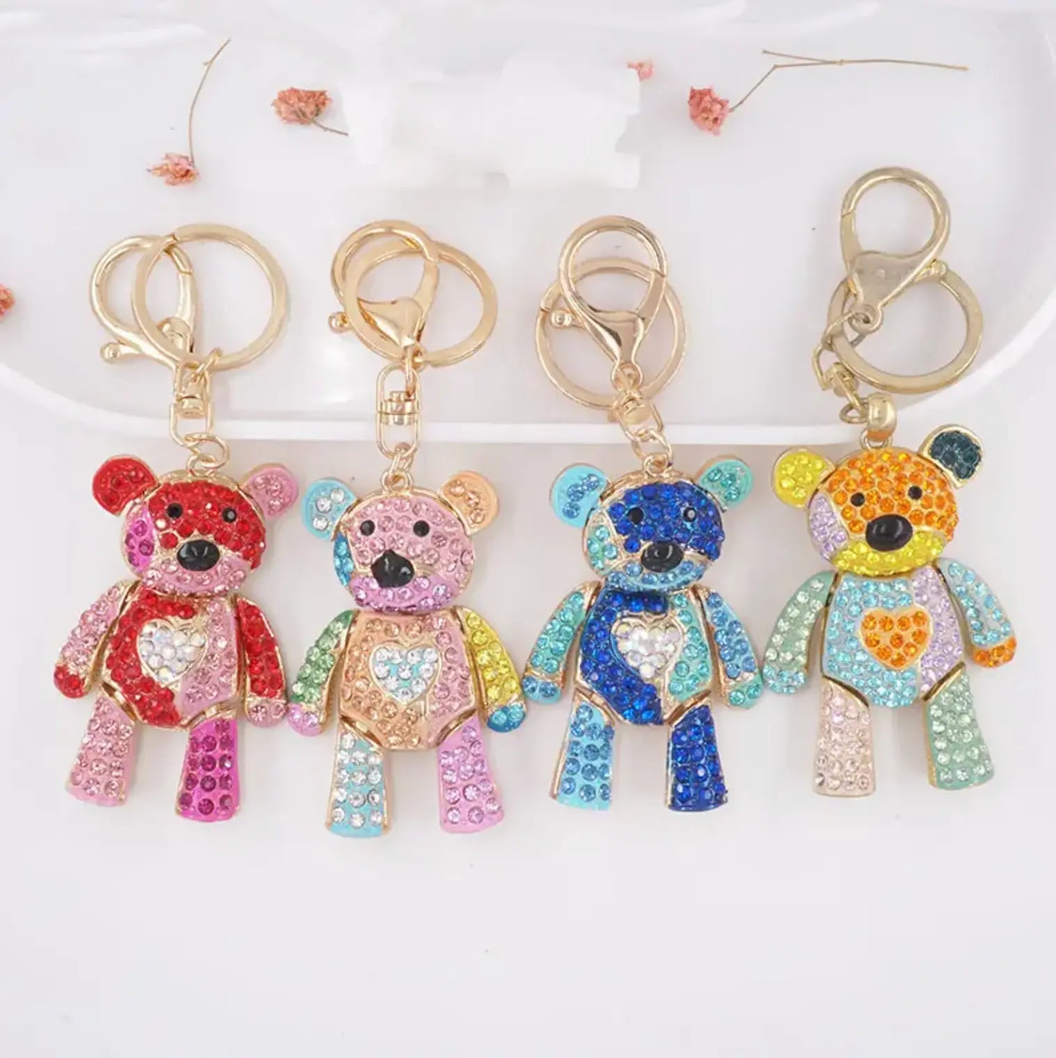 Bling Crystal Keychain Bear Keychain And Purse Charm Pendant Metal Bear