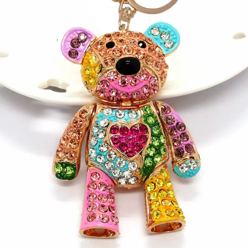 Bling Crystal Keychain Bear Keychain And Purse Charm Pendant Metal Bear