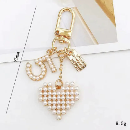Diamond Keychain Perfume Bottle Bow Pearl Diy Bling Bag Pendant Charm Heart