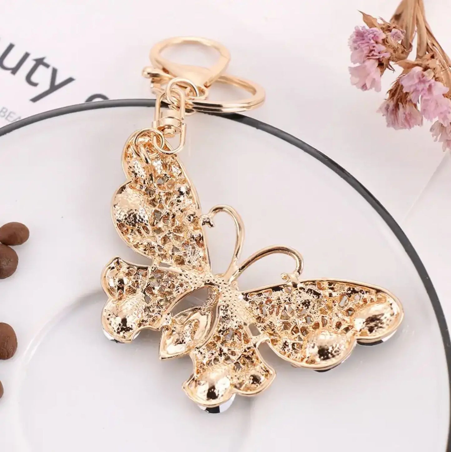 New Bling Butterfly keychain Crystal Rhinestone, Car Keys and Bag Charm
