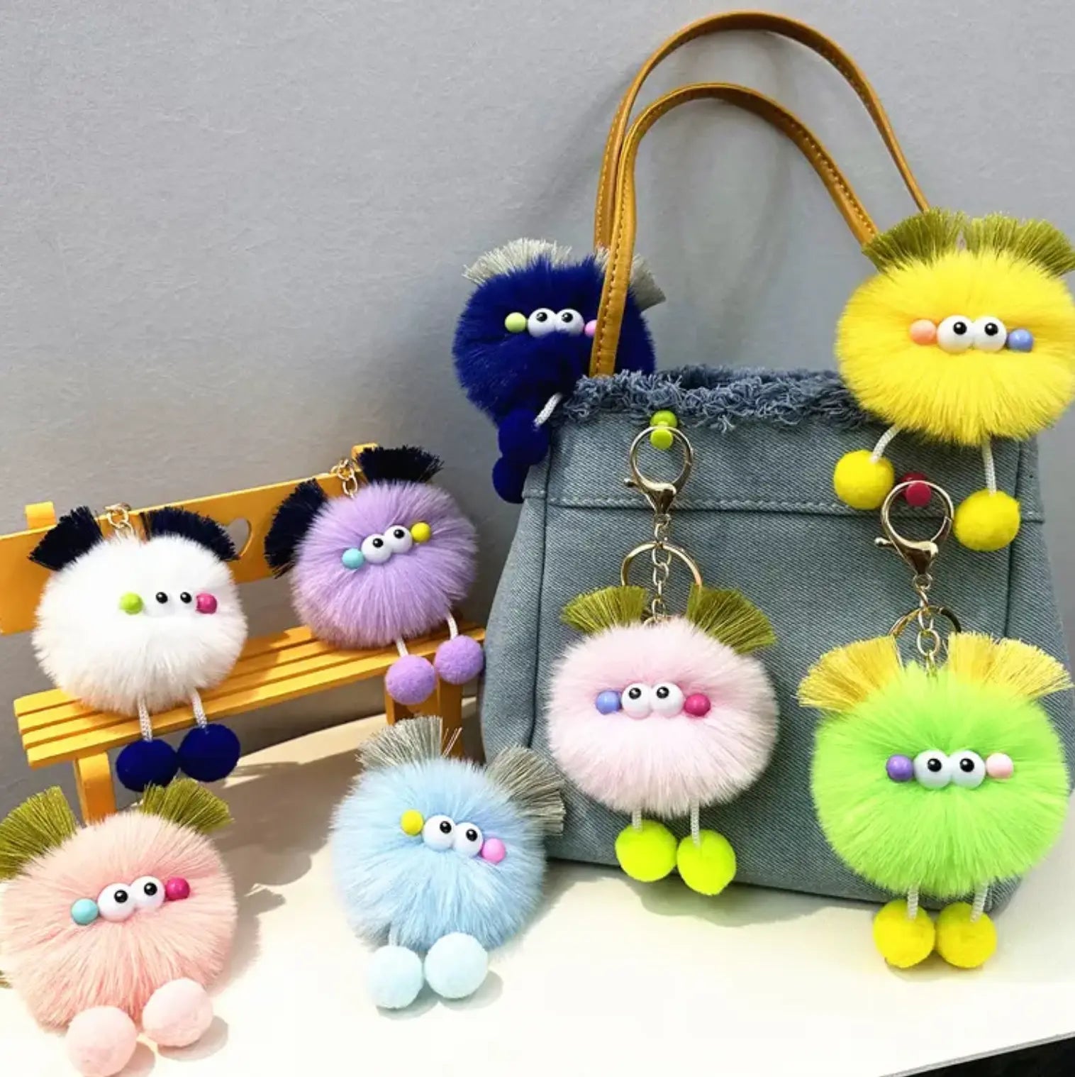 New Dynamics cartoon plush toys Keychains Toys Plush Doll Small Coal Bag Charms Pendant