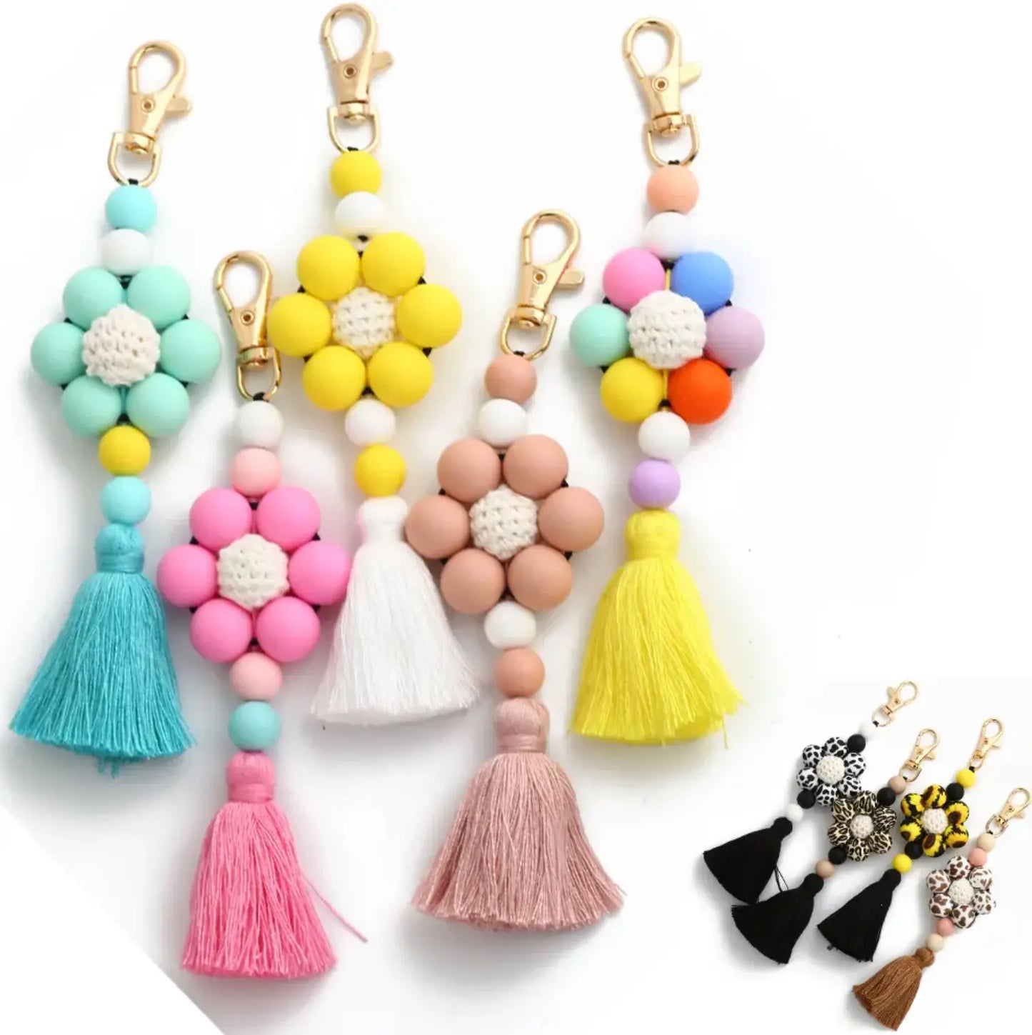 New Silicone Beaded Keychains Charm And Accessories Creative Silicone Tassel