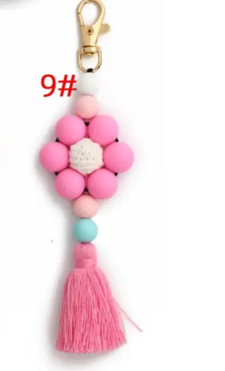 New Silicone Beaded Keychains Charm And Accessories Creative Silicone Tassel