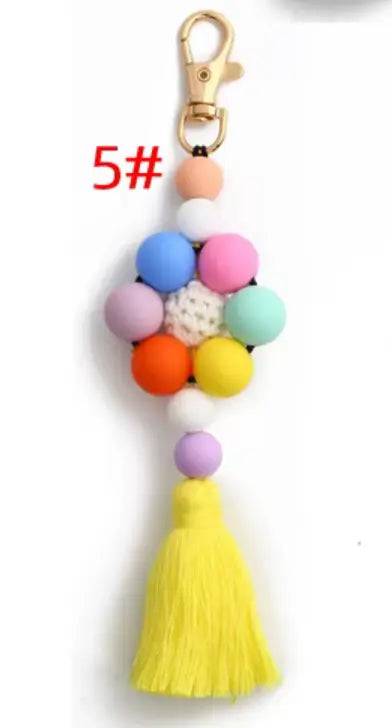 New Silicone Beaded Keychains Charm And Accessories Creative Silicone Tassel