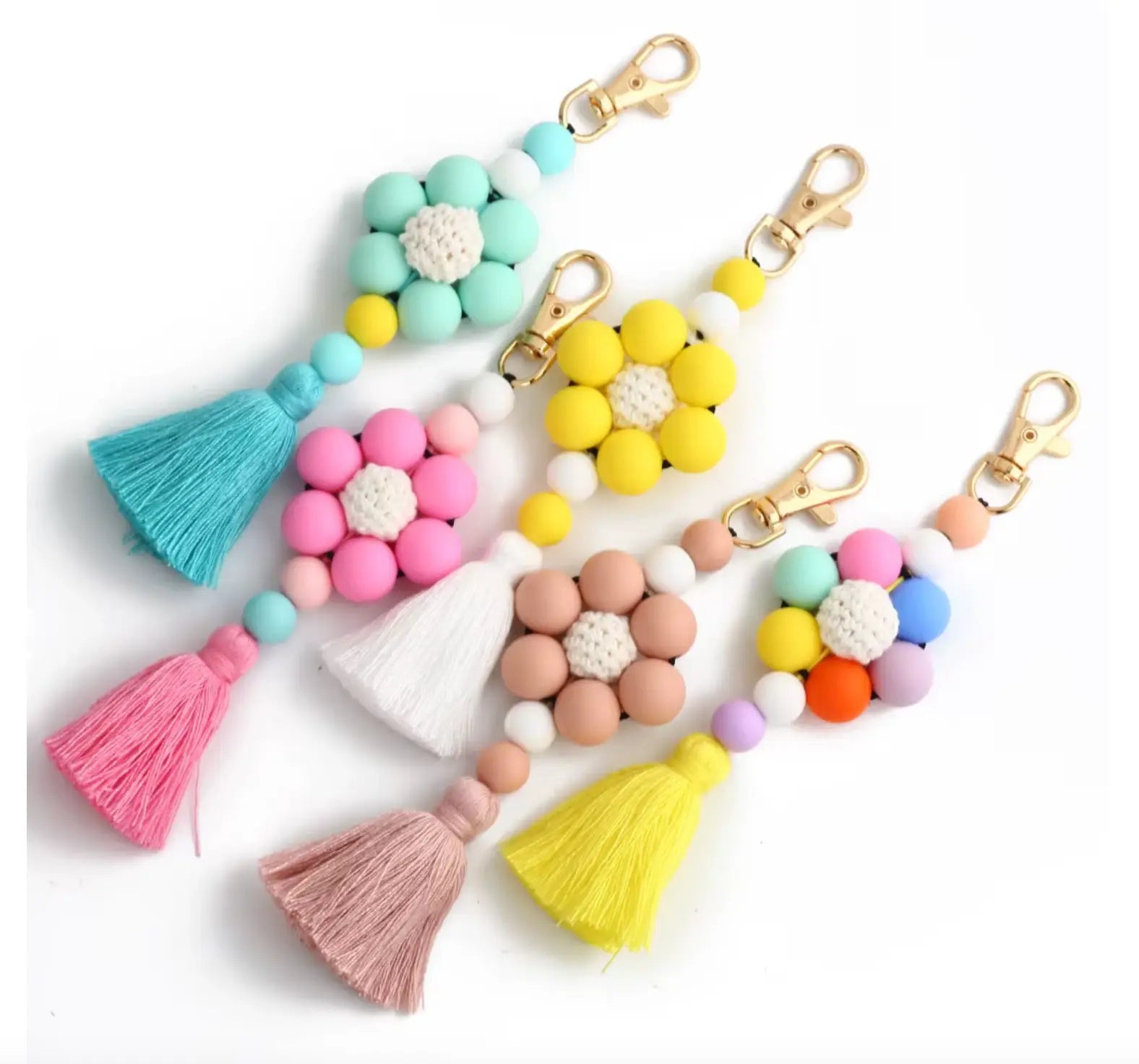 New Silicone Beaded Keychains Charm And Accessories Creative Silicone Tassel
