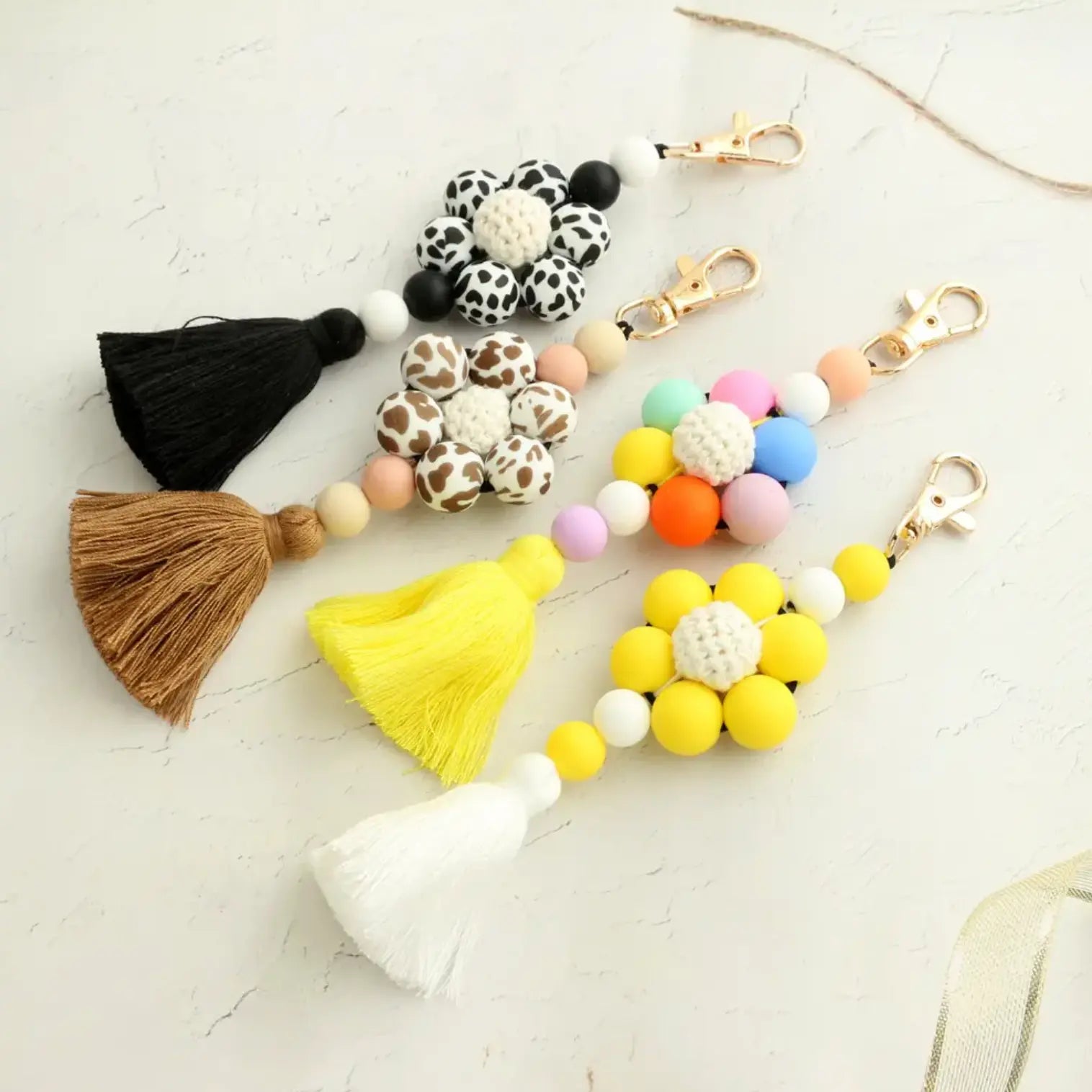 New Silicone Beaded Keychains Charm And Accessories Creative Silicone Tassel