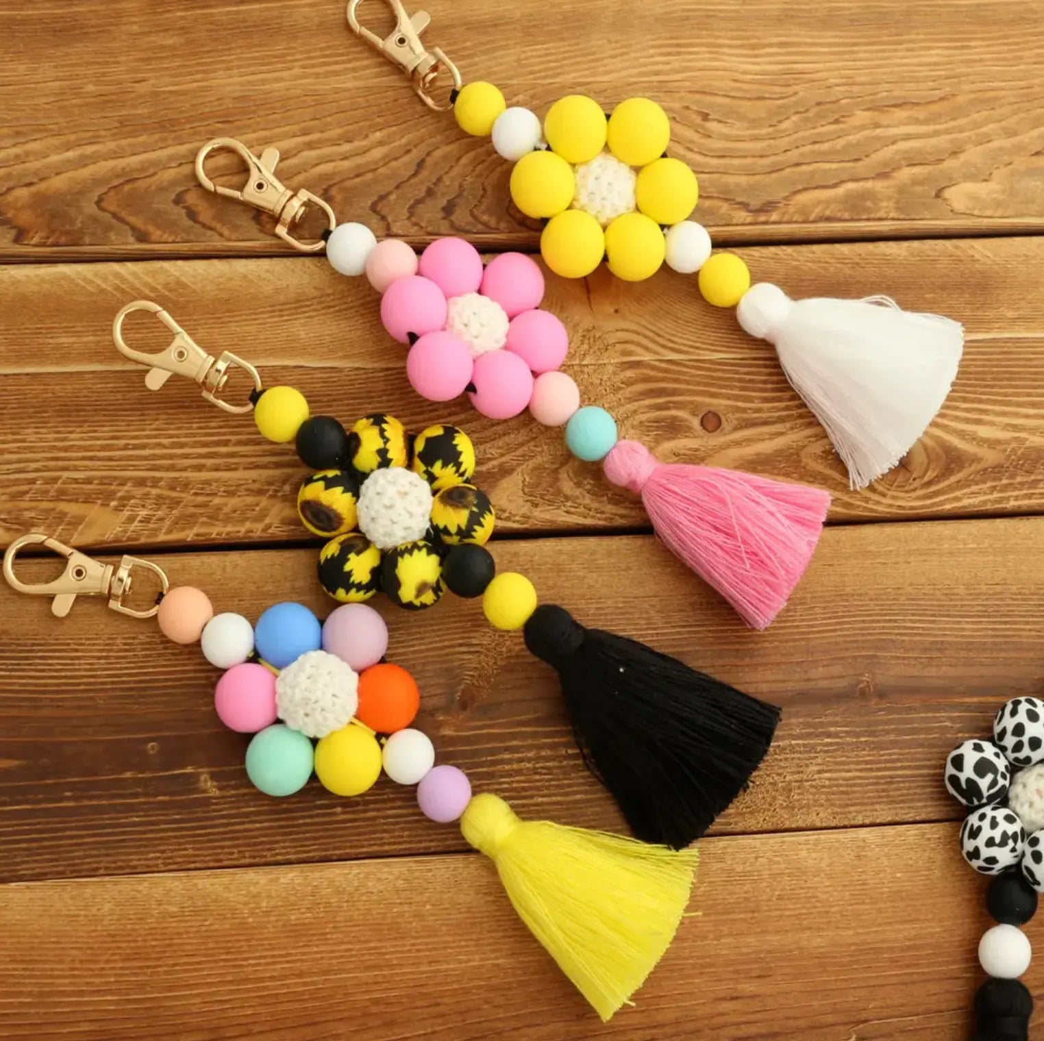 New Silicone Beaded Keychains Charm And Accessories Creative Silicone Tassel