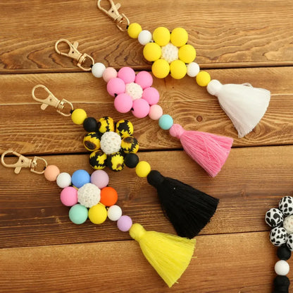 New Silicone Beaded Keychains Charm And Accessories Creative Silicone Tassel