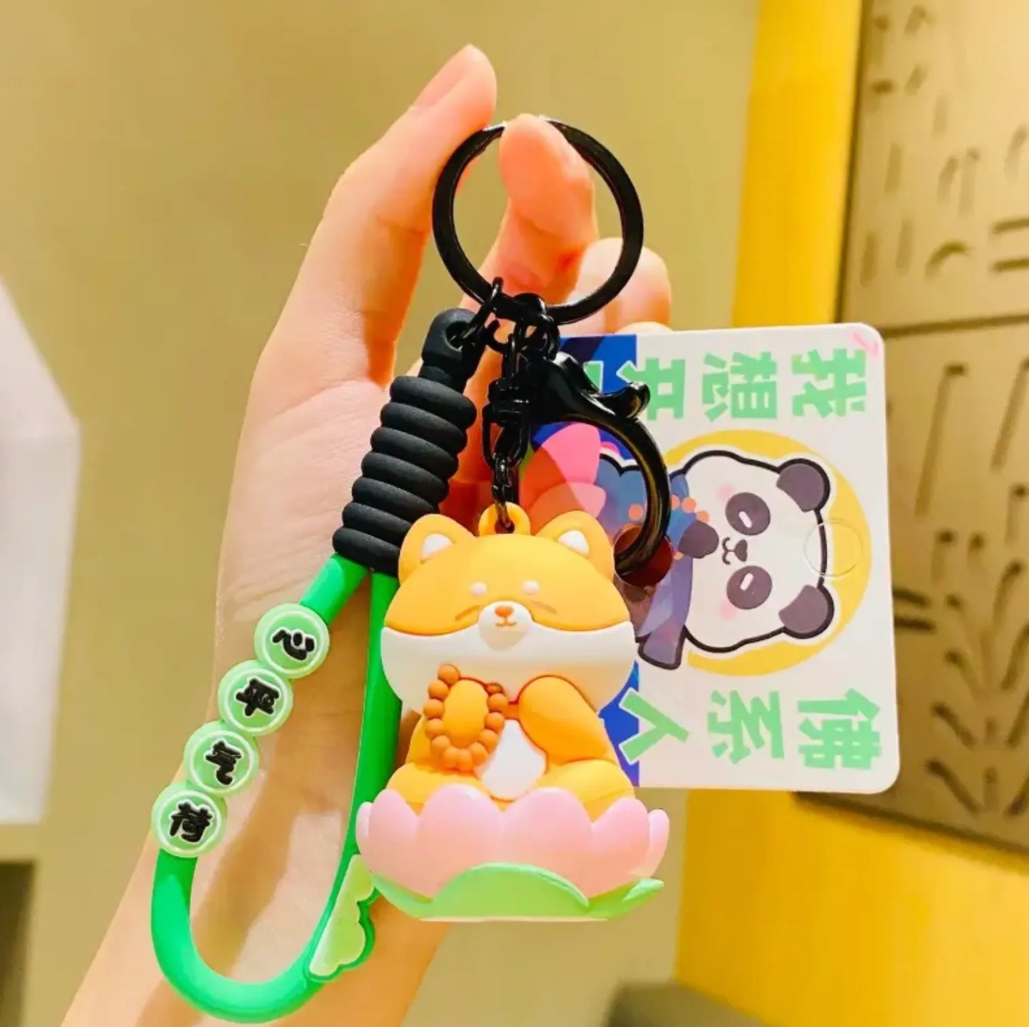 New Cat keychains Toy 3D Cartoon Characters Cute Lucky Light Panda Cat