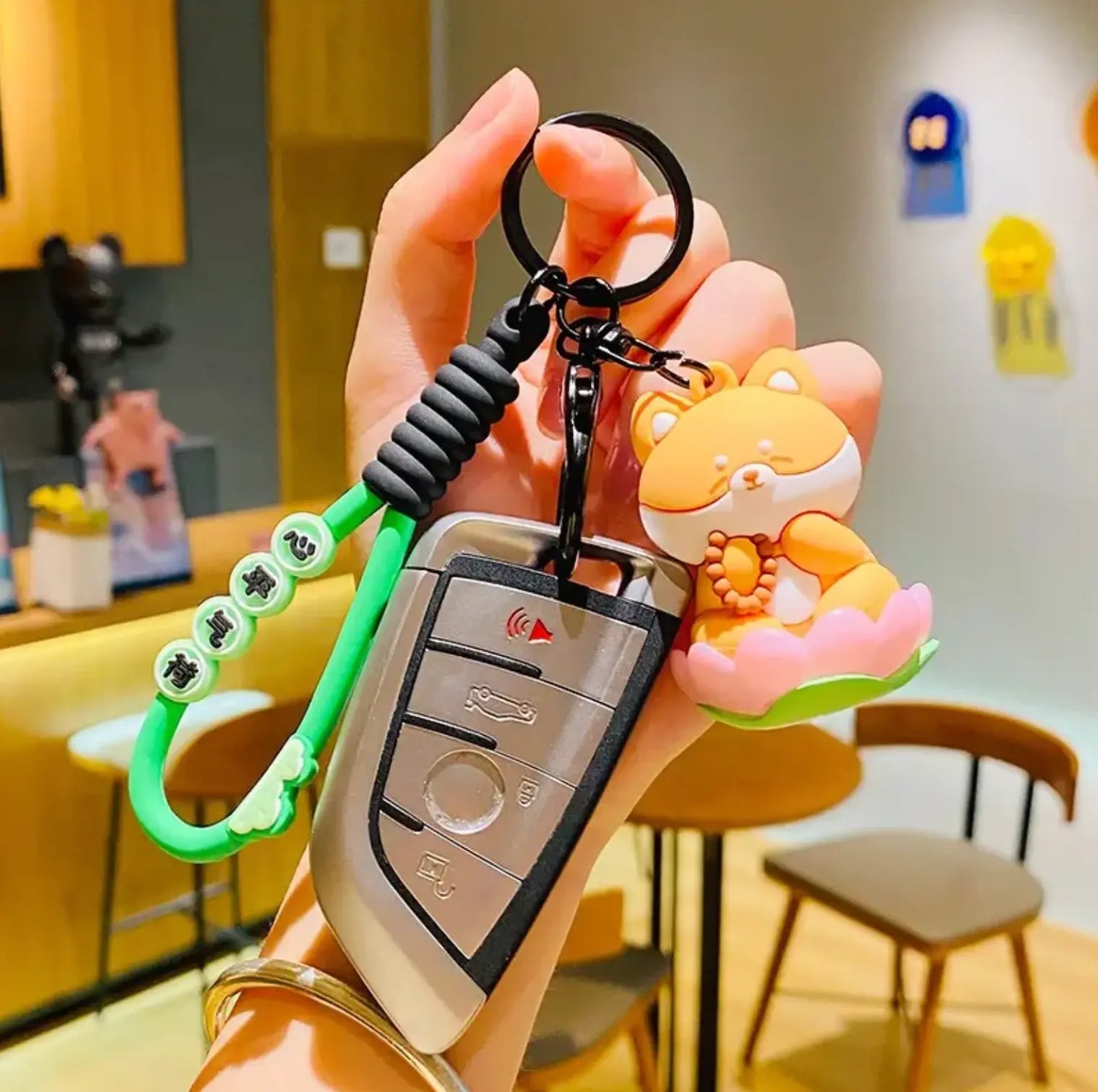 New Cat keychains Toy 3D Cartoon Characters Cute Lucky Light Panda Cat