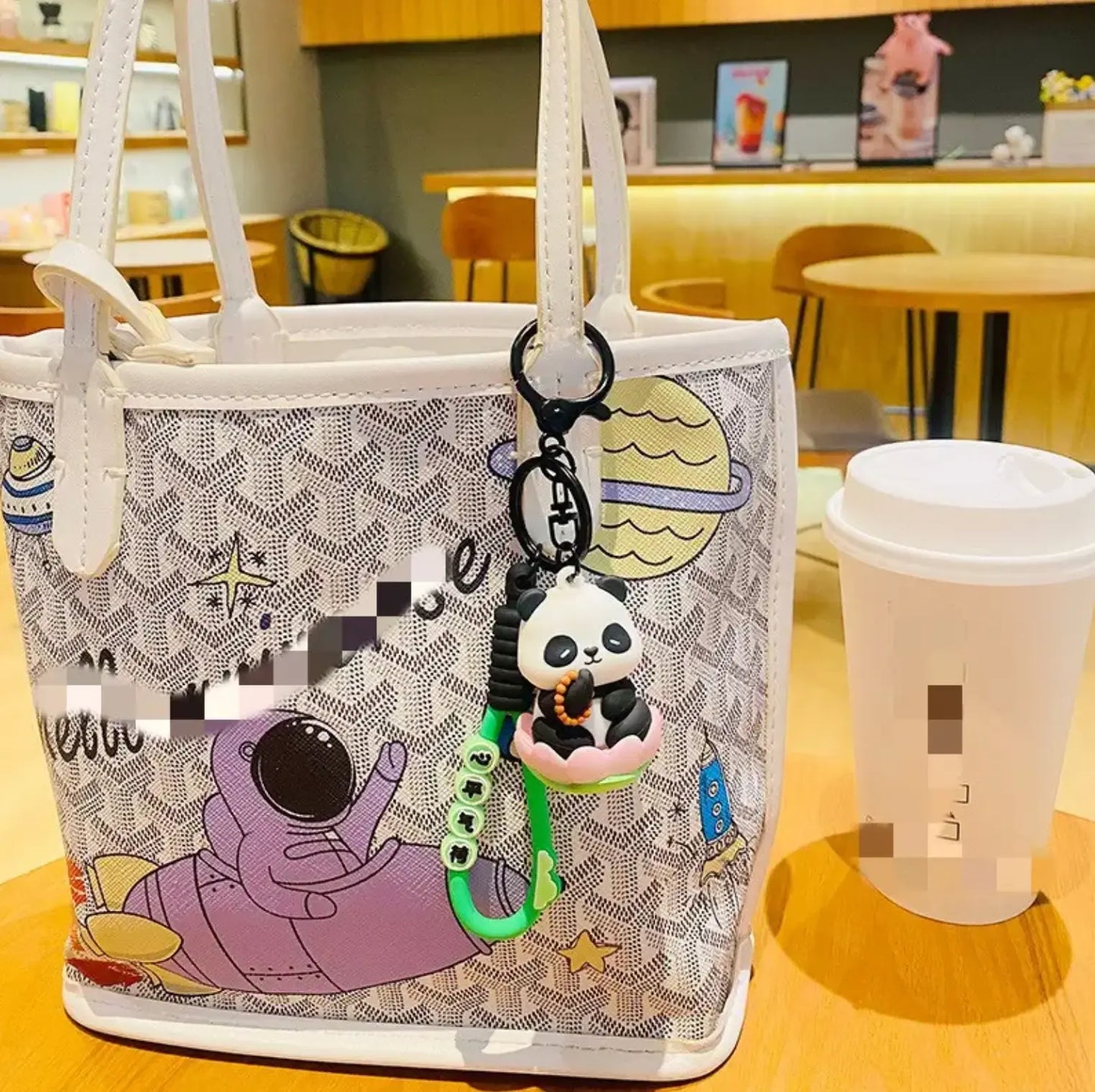 New Cat keychains Toy 3D Cartoon Characters Cute Lucky Light Panda Cat