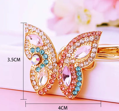 Cute Butterfly Keychain Sparkling Rhinestone Crystal And Charm Pendant