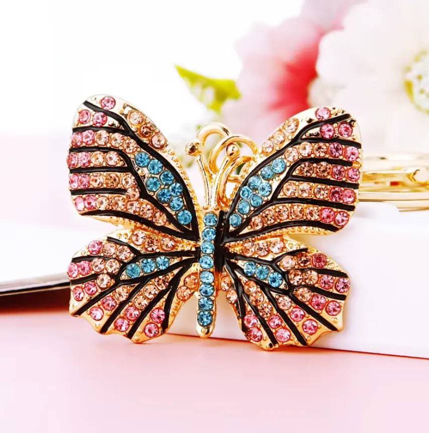 Cute Butterfly Keychain Sparkling Rhinestone Crystal And Charm Pendant