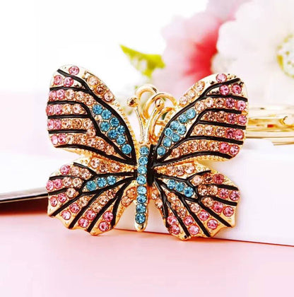 Cute Butterfly Keychain Sparkling Rhinestone Crystal And Charm Pendant