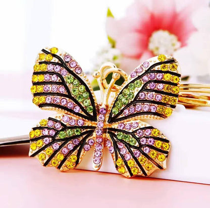Cute Butterfly Keychain Sparkling Rhinestone Crystal And Charm Pendant
