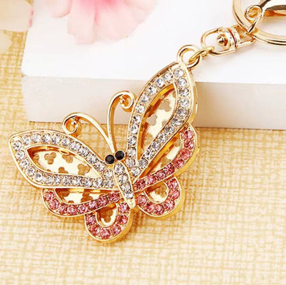 Cute Butterfly Keychain Sparkling Rhinestone Crystal And Charm Pendant