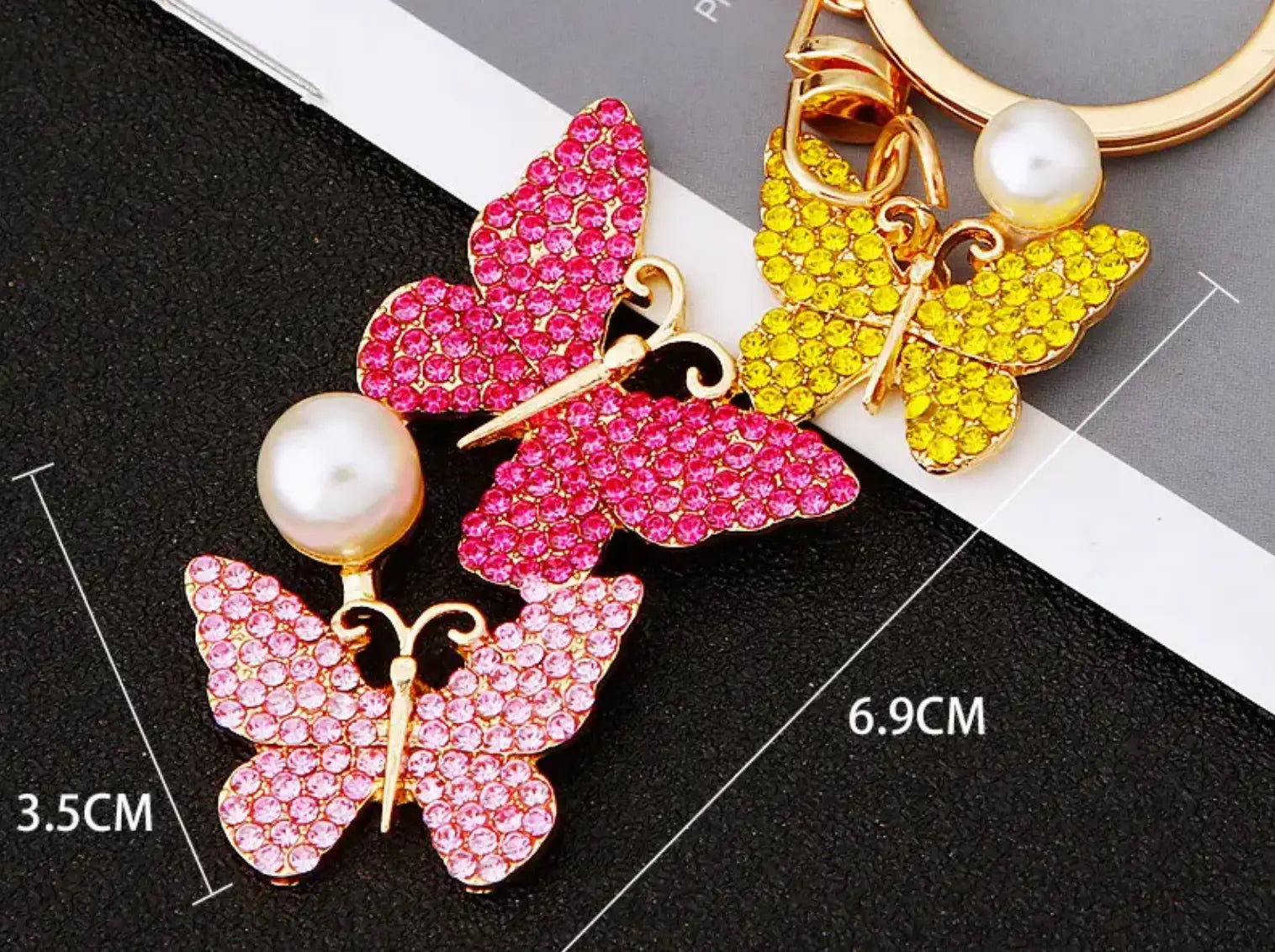 Cute Butterfly Keychain Sparkling Rhinestone Crystal And Charm Pendant