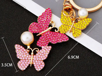 Cute Butterfly Keychain Sparkling Rhinestone Crystal And Charm Pendant
