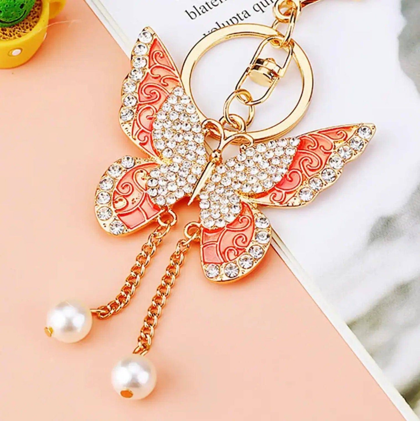 Cute Butterfly Keychain Sparkling Rhinestone Crystal And Charm Pendant