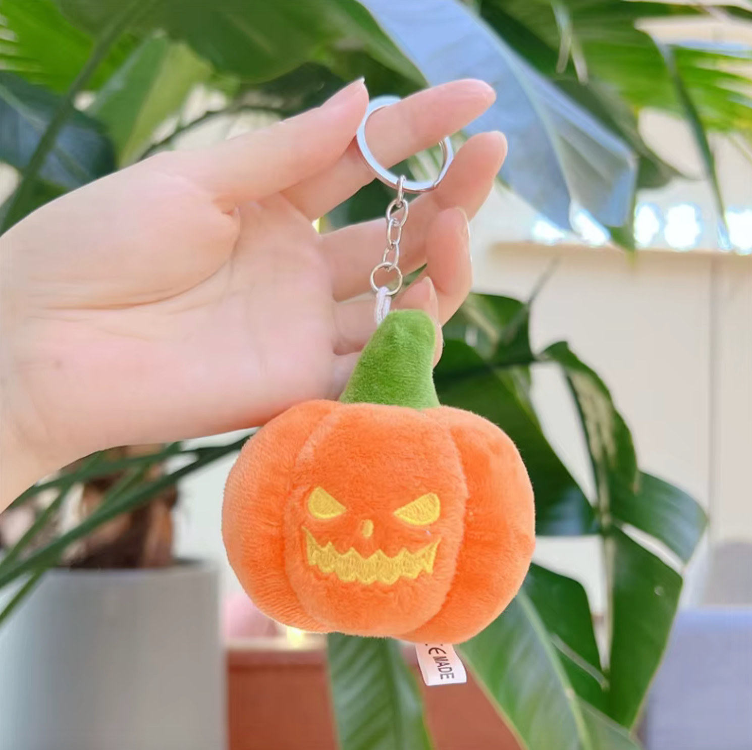 Fendiz Halloween Pumpkin Keychain Cotton Plush Small Ghost Backpack Hanging Doll Bag
