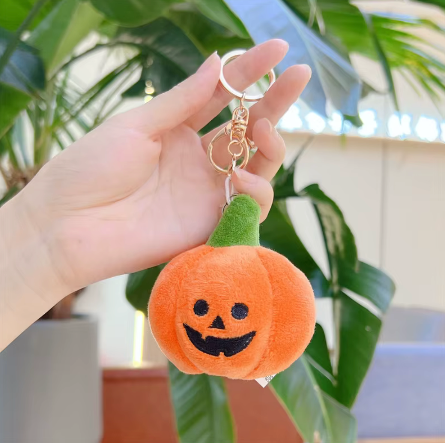Fendiz Halloween Pumpkin Keychain Cotton Plush Small Ghost Backpack Hanging Doll Bag