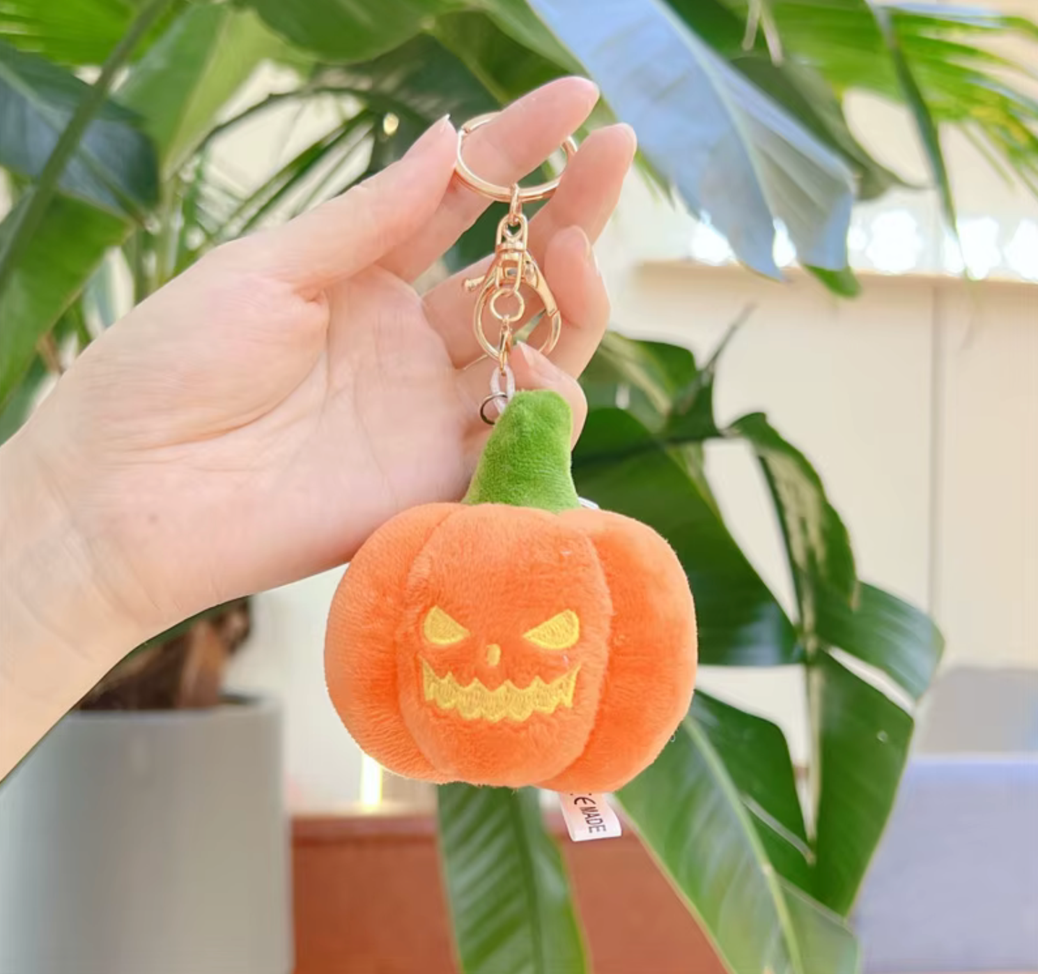 Fendiz Halloween Pumpkin Keychain Cotton Plush Small Ghost Backpack Hanging Doll Bag