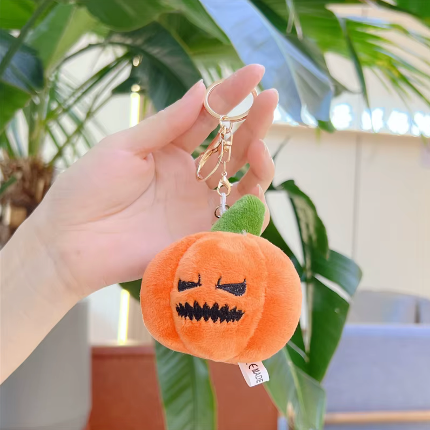 Fendiz Halloween Pumpkin Keychain Cotton Plush Small Ghost Backpack Hanging Doll Bag