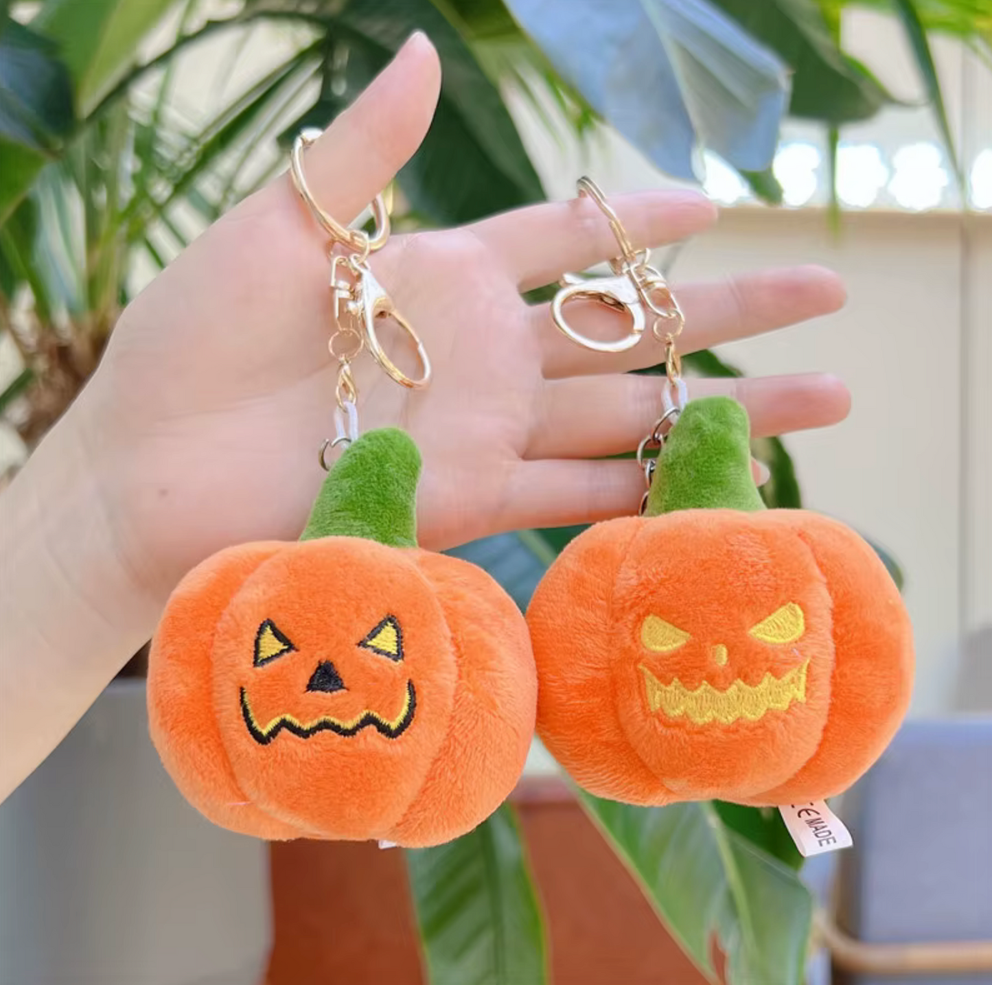 Fendiz Halloween Pumpkin Keychain Cotton Plush Small Ghost Backpack Hanging Doll Bag