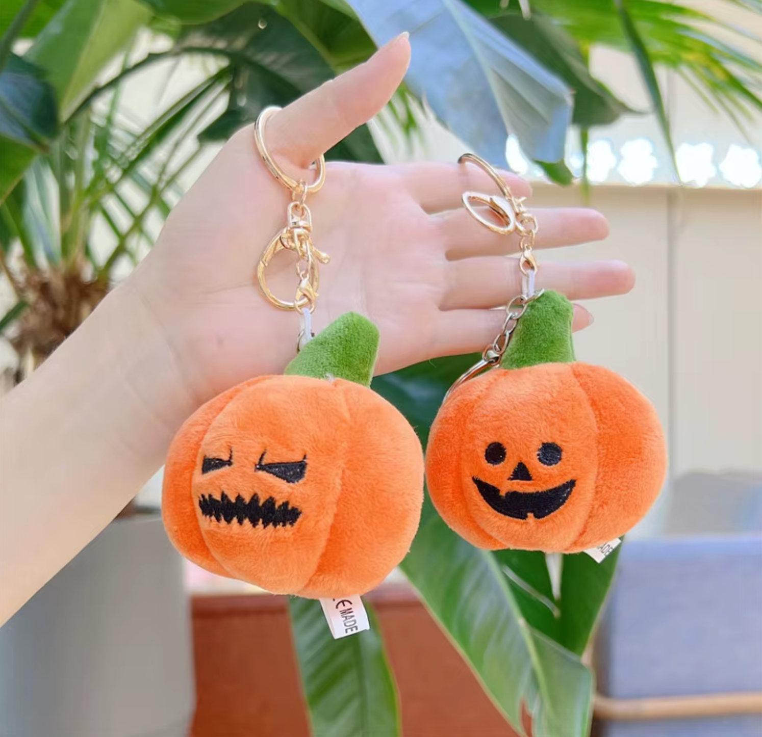 Fendiz Halloween Pumpkin Keychain Cotton Plush Small Ghost Backpack Hanging Doll Bag