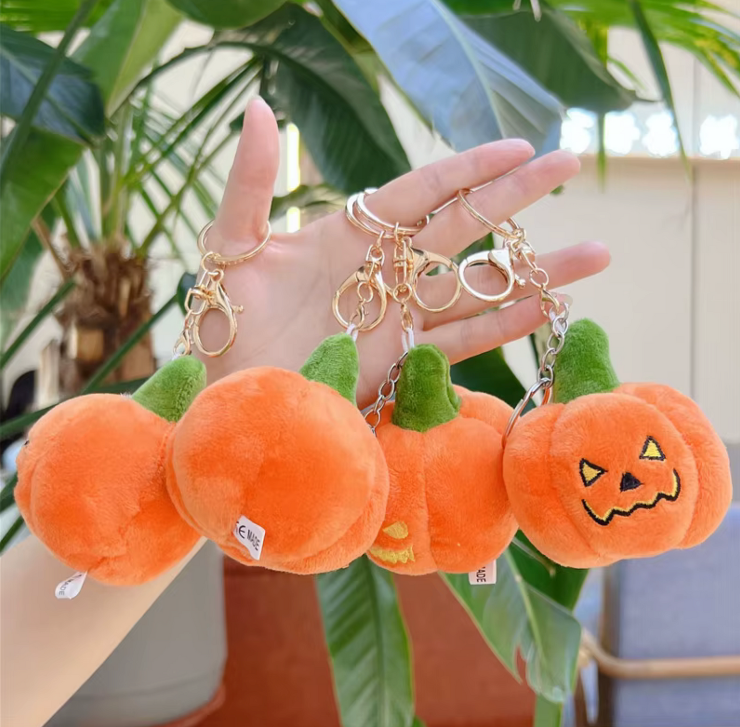 Fendiz Halloween Pumpkin Keychain Cotton Plush Small Ghost Backpack Hanging Doll Bag