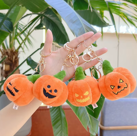 Fendiz Halloween Pumpkin Keychain Cotton Plush Small Ghost Backpack Hanging Doll Bag