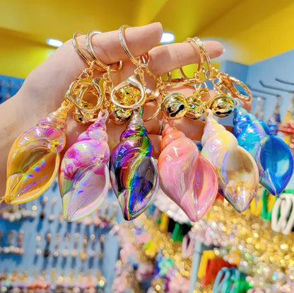 Large Colored Conch Keychain For Fashionable Metal Bag Car Pendant with Acrylic