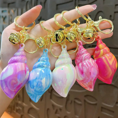 Large Colored Conch Keychain For Fashionable Metal Bag Car Pendant with Acrylic