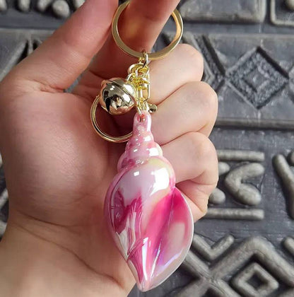 Large Colored Conch Keychain For Fashionable Metal Bag Car Pendant with Acrylic