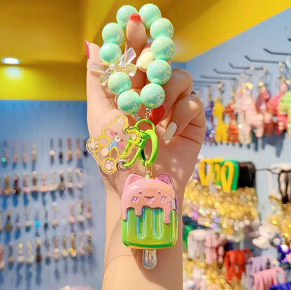 Lilangda New Bag Pendant Accessories Candy Colored Acrylic Ice Cream Beaded Keychains