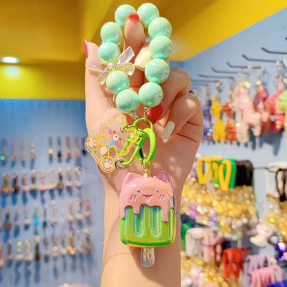 Lilangda New Bag Pendant Accessories Candy Colored Acrylic Ice Cream Beaded Keychains