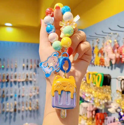 Lilangda New Bag Pendant Accessories Candy Colored Acrylic Ice Cream Beaded Keychains