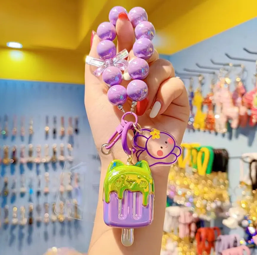 Lilangda New Bag Pendant Accessories Candy Colored Acrylic Ice Cream Beaded Keychains