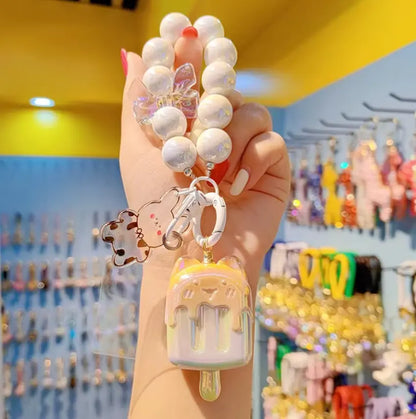 Lilangda New Bag Pendant Accessories Candy Colored Acrylic Ice Cream Beaded Keychains