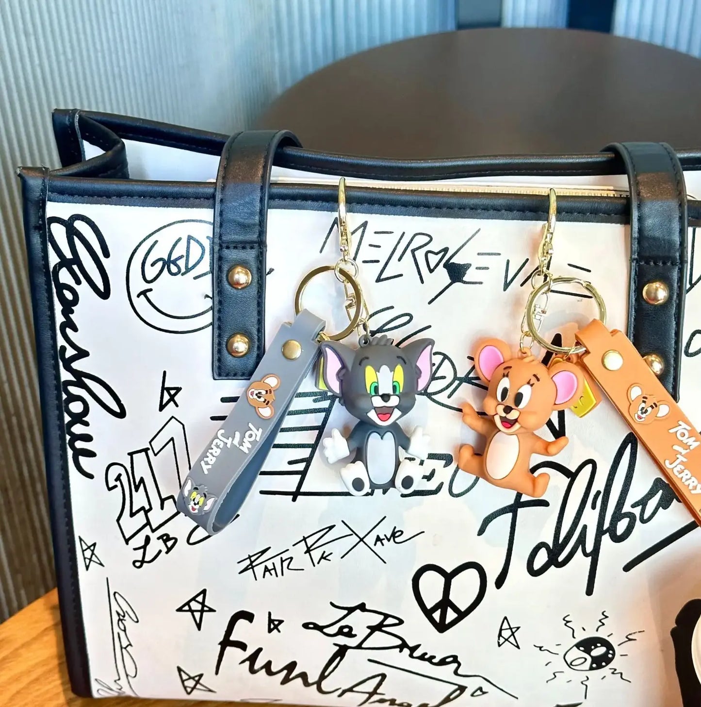 Tom And Jerry Cartoon Keychains Doll And Backpack Pendant