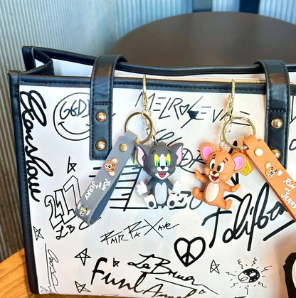 Tom And Jerry Cartoon Keychains Doll And Backpack Pendant