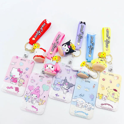 Cartoon Japanese Anime students card keychain Set Students Card Bus Key Chain